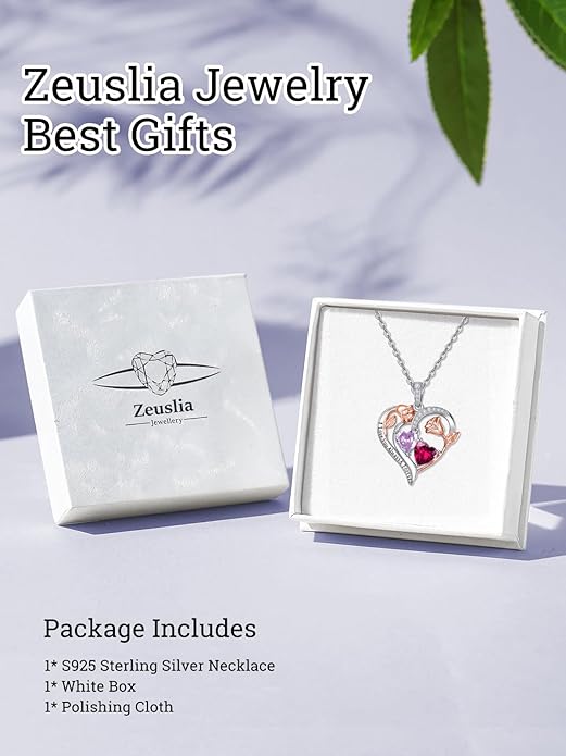 Valentine's Day Gifts for Wife 925 Sterling Silver Double Birthstone Pendant Necklaces I Love You for Always and Forever Necklace Anniversary Birthday Gifts for Wife Girlfriend Mom Her