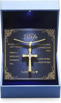 Gold Moissanite Cross Necklace for Women Wife in Light-Up Gift Box,Love Card - Women Anniversary Birthday Gifts Ideas for Wife Her Girlfriend, Christian Cross Chain Jewelry 1CT (18K Real Gold Filled)