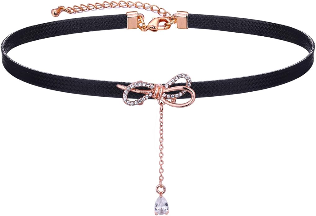 Yonhon Black Choker Necklace for Women,Gold/Siver Tone Choker Necklace with Elegant Pendantant