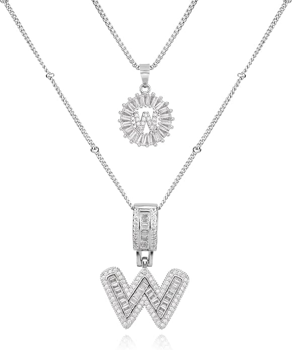 14K Gold Plated Alphabet Necklace Cubic Zirconia Letter Pendant, Personalized Name Jewelry Gift for Women, Customizable A-Z, Birthday/Mothers Day Gifts for Womens