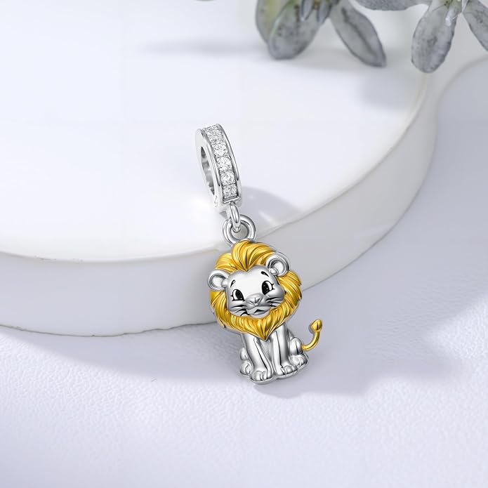 PROESS Sterling Silver/Red Panda/Cow/Highland Cow/Otter/Squirrel/Elephant/Axolotl/Cat/Fox/Bee/Butterfly/Hummingbird/Tiger/Lion/Mokeny/Koala/Dog Charm Animal Charms Bead for Jewelry Making