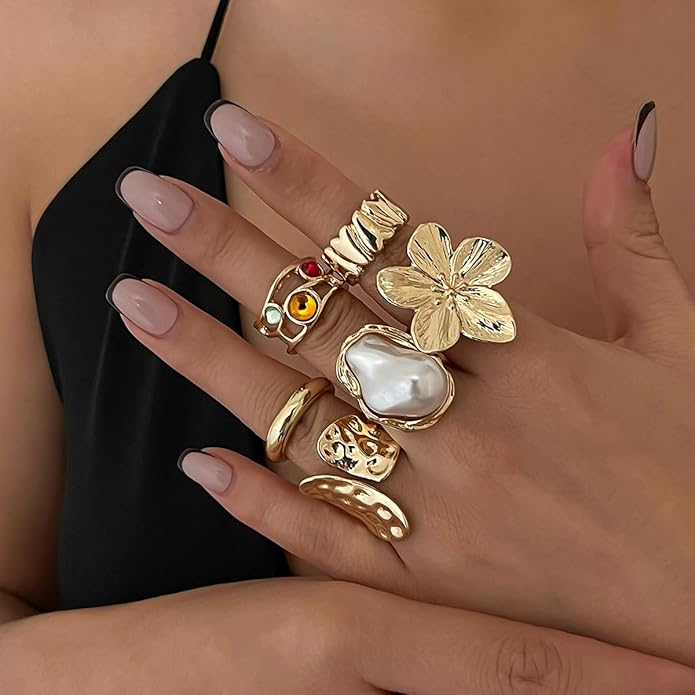 Sora Tuki Rings for Women Chunky Rings Set Adjustable Stackable Ring for Women Bold Thick Statement Ring Trendy Chunky Jewelry
