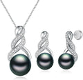Gifts for Women-Pearl Necklace and Earring Set -925 Sterling Silver Jewelry Set- Birthday Valentines Day Anniversary or Christmas Gifts for Wife