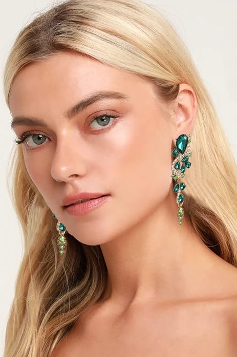 Rhinestone Statement Dangle Earrings Sparkly Crystal Bridal Wedding Earrings for Brides Bridesmaides Chandelier Teardrop Earrings for Women Prom Party