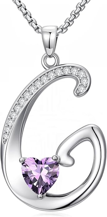 Valentines Day Gifts for Women Alphabet A to Z Initial Birthstone Pendant Necklaces for Women - 18k White Gold Plated Personalized Name Jewelry Valentine Mothers Day Birthday Gifts for Women Her Girlfriend