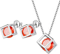 Aurora Tears Birthstone Necklace/Earring 925 Sterling Silver Women Cross/3D Cube/Cresent Moon Birth Stone Jewelry Mens Birthday Gift Anniversary Present