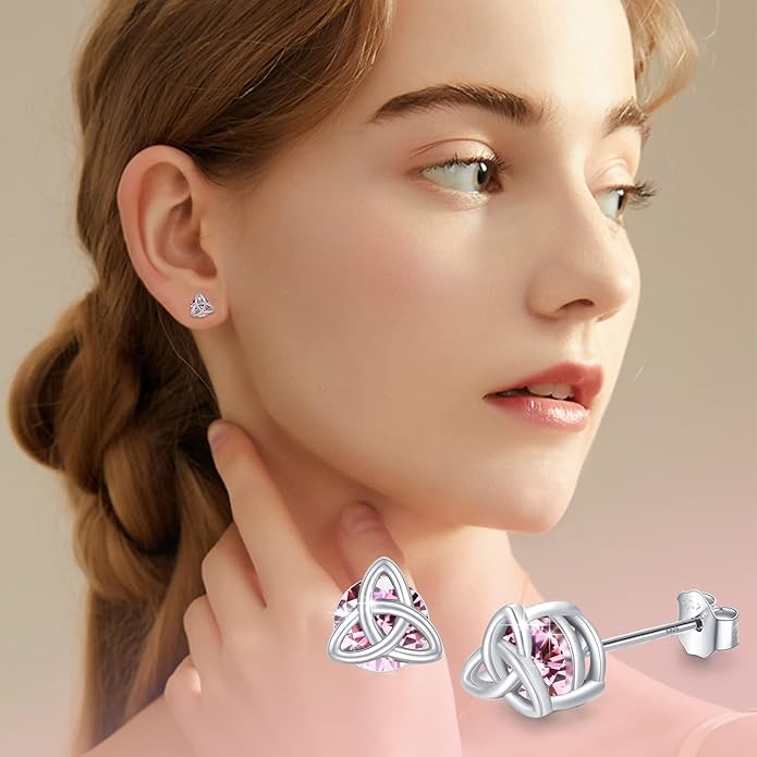 MEDWISE 925 Sterling Silver Birthstone Stud Earrings for Women Birthday Jewelry Gifts for Daughter Mother Women Valentines Day Gifts for Her