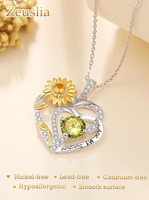 Valentine's Day Gifts for Wife 925 Sterling Silver Double Birthstone Pendant Necklaces I Love You for Always and Forever Necklace Anniversary Birthday Gifts for Wife Girlfriend Mom Her
