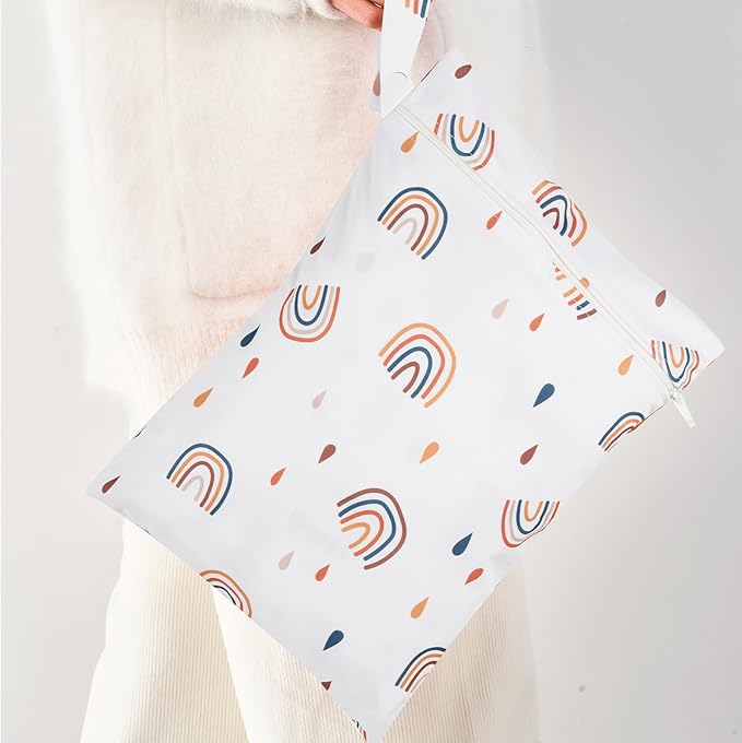 HappyFlute 9 Sets Newborn Baby Cloth Pocket Diapers Adjustable Reusable for Baby Boys and Girls(6-33 pounds,0-3 Years),One Wet Bag+4Diapers and 4Inserts (AD06)