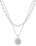 Yoosteel Valentines Gifts for Women Her - Gold Layered Initial Necklaces for Women 14K Gold Plated Dainty Layering Paperclip Link Chain Necklace Coin Initial Necklace Birthday Gifts for Teen Girls