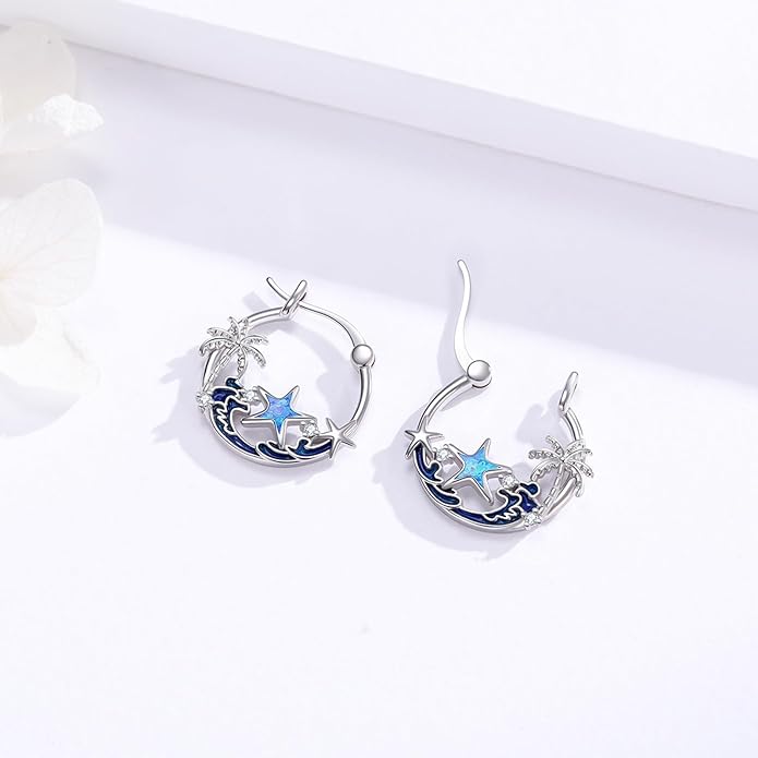 JUSTKIDSTOY Hypoallergenic Panda/Unicorn/Hummingbird/Dolphin Hoop Earrings for Women 925 Sterling Silver Animal Huggie Hoop Earrings Jewelry Gifts for Sensitive Ears