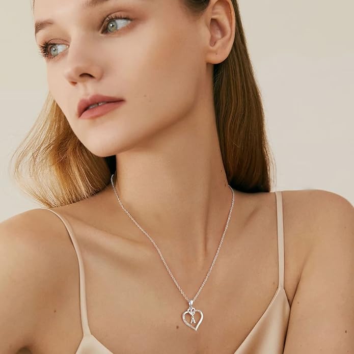 STORUP Valentines Gifts for Her Teen Girls - Heart Initial Necklaces for Women Girls, 14K-Gold-Plated CZ Initial A-Z Heart Necklaces for Teen Girl Jewelry Valentines Gifts for Women Mom Wife Sister