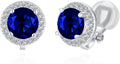 YOQUCOL 8MM Cubic Zirconia Crystal Clip On Stud Earrings Round Non Pierced Earrings for Women