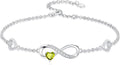 Dorunmo Infinity Heart Anklet Bracelet for Women 925 Sterling Silver Adjustable Infinity Birthstone Bracelet Friendship Jewelry Gifts for Women Birthday Christmas