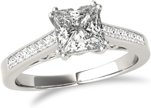 1 to 5 Carat Moissanite Ring Set S925/10K/14K/18K Gold, Princess Cut VVS1 Clarity D Color Moissanite Engagement Rings Set Luxury Bridal Jewelry Wedding Gifts for Women