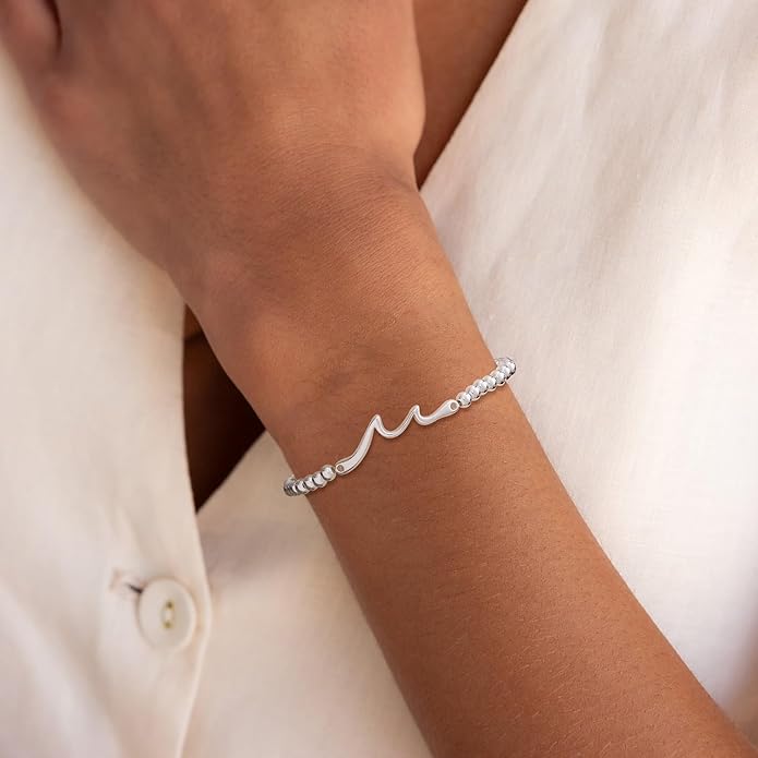 Valentines Day Gifts for Women Her - Beaded Stretch Handmade Ball Bracelets Cute Charm Bracelet Dainty Stackable Cross Heart Bow Wave CZ Jewelry Gifts Trendy Stuff
