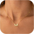 Valentines Day Gifts for Her - Dainty Bow Necklace for Women 14K Gold Plated Cute Choker Small Pendant Charm Necklaces Teen Gift Trendy Stuff Personalized Jewelry