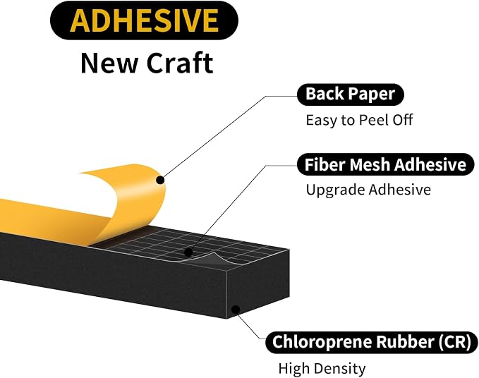Door Seal Strip, High Density CR Insulation Tape, 1/4 in x 1/16 in x 33Ft | - Image 3