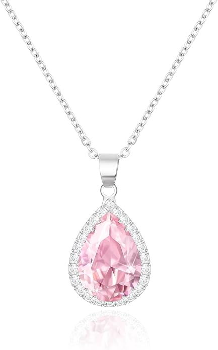 Linawe Crystal Chain Necklace for Women Trendy, Imitation Diamond Pendant, Statement Cubic Zirconia Boho Jewelry Set, 14K Gold/Rose Gold/Silver Birthstone Necklace