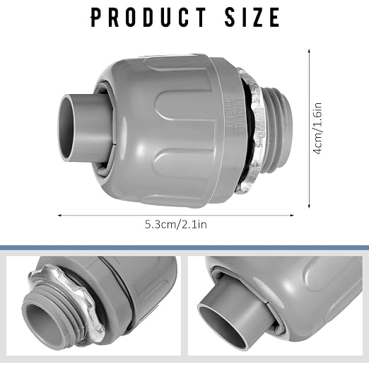 Maitys 200 Pcs 1/2 Inch Liquid Tight Connector Straight 180 Degree | PVC - Image 2
