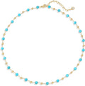 Created Turquoise Necklace for Women 14K Gold Plated Beaded Heart Choker Boho Necklaces Handmade Beach Summer Everyday Western Jewelry Gifts