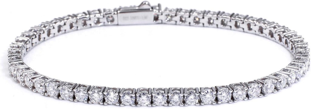 5.2-17 Carats Moissanite Diamond Tennis Bracelet for Women Men 18k White Gold Gold Plated 925 Sterling Silver Bracelet 3mm/4mm/5mm DEF Color VVS Round Cut Lab Created Moissanite Diamond Bracelet with GRA Certificate