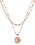 Yoosteel Valentines Gifts for Women Her - Gold Layered Initial Necklaces for Women 14K Gold Plated Dainty Layering Paperclip Link Chain Necklace Coin Initial Necklace Birthday Gifts for Teen Girls