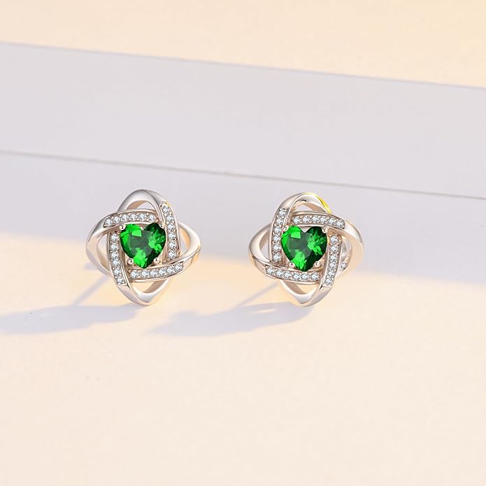 MEDWISE 925 Sterling Silver Birthstone Stud Earrings for Women Birthday Jewelry Gifts for Daughter Mother Women Valentines Day Gifts for Her