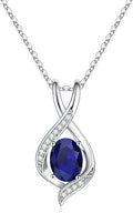 SMILEST Valentines Day Gifts for Her - 925 Sterling Silver Oval Sparkle Birthstone Necklace, Infinity Pendant Necklace Anniversary Birthday Gifts for Women Wife Girlfriend Mom Birthstone Necklace