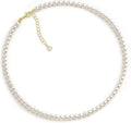 Zeffy Pearl Necklace 4MM/6MM/8MM Dainty Round Imitation Pearl Choker Necklace Wedding Pearl Necklace Delicate Jewelry for Women Simple Bridesmaid Jewelry Gifts
