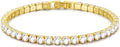 3mm/4mm Cubic Zirconia Classic Tennis Bracelet 14K Gold Plated/Silver Bracelets for Women Size 6.5-7.5 Inch