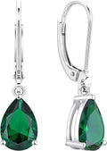 YL 925 Sterling Silver Teardrop Dangle Drop Earrings for Women 7x10 MM Solitaire Birthstone Leverback Jewelry