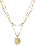 Yoosteel Valentines Gifts for Women Her - Gold Layered Initial Necklaces for Women 14K Gold Plated Dainty Layering Paperclip Link Chain Necklace Coin Initial Necklace Birthday Gifts for Teen Girls