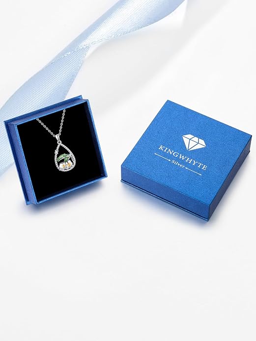 KINGWHYTE Frog Necklace 925 Sterling Silver Animal Necklace Couple Frog Pendant Necklace with Cubic Zirconia Birthday Christmas Jewelry Gifts for Women