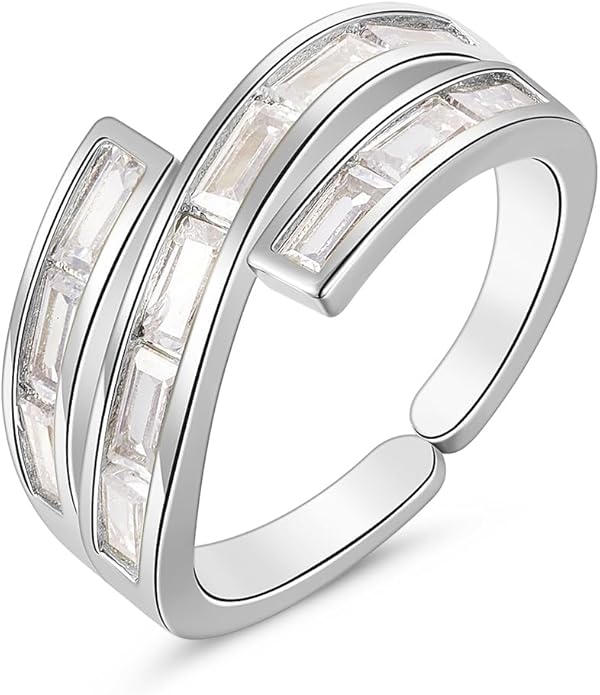 KissYan Gold Rings for Women, 14K Gold Plated Adjustable Statement Irregular Geometric Diamond Twisted Open Stackable Band Chunky Finger Rings Dainty Cubic Zirconia Jewelry Gifts