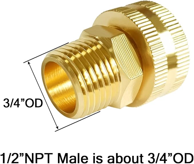 Joywayus 2PCS Brass Swivel Pipe Fitting 3/4" GHT Female x 1/2" NPT Male | - Image 4