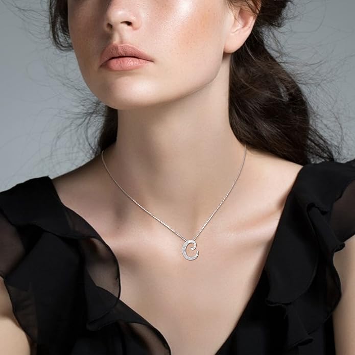 STARCHENIE Initial Necklace for Women 925 Sterling Silver Letter A-Z Pendant 26 Alphabet Jewelry