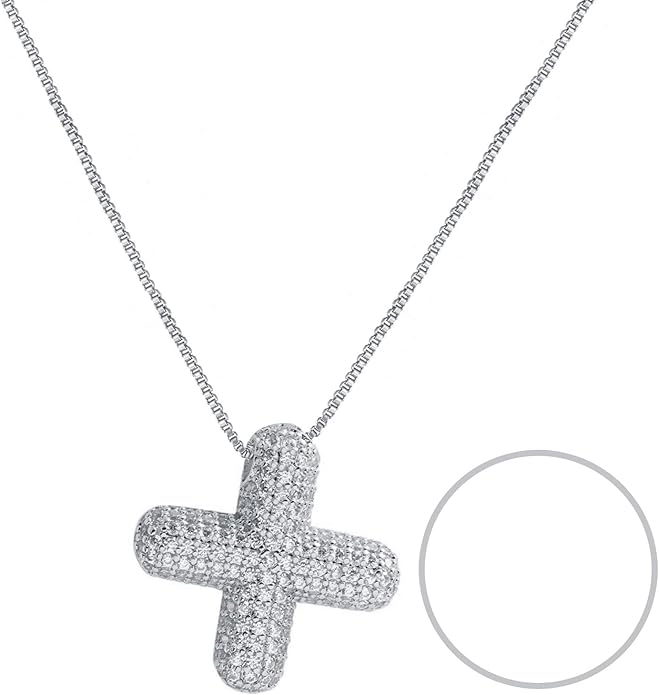 RWQIAN Letter Necklace for Women Bubble, Chunky Initial Alphabet A-Z Pendant Puffy Name Personalized Necklace Dainty Zircon CZ Fashion Jewelry Gifts for Girls Girlfriend