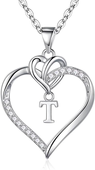 STORUP Valentines Gifts for Her Teen Girls - Heart Initial Necklaces for Women Girls, 14K-Gold-Plated CZ Initial A-Z Heart Necklaces for Teen Girl Jewelry Valentines Gifts for Women Mom Wife Sister