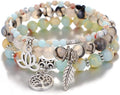 UEUC Tree of Life Yoga Healing Stone Bracelets,Multilayer Lotus Chakra Stone Reiki Bracelet Sets,Anxiety Crystal Natural Stone,for Women Stress Relief