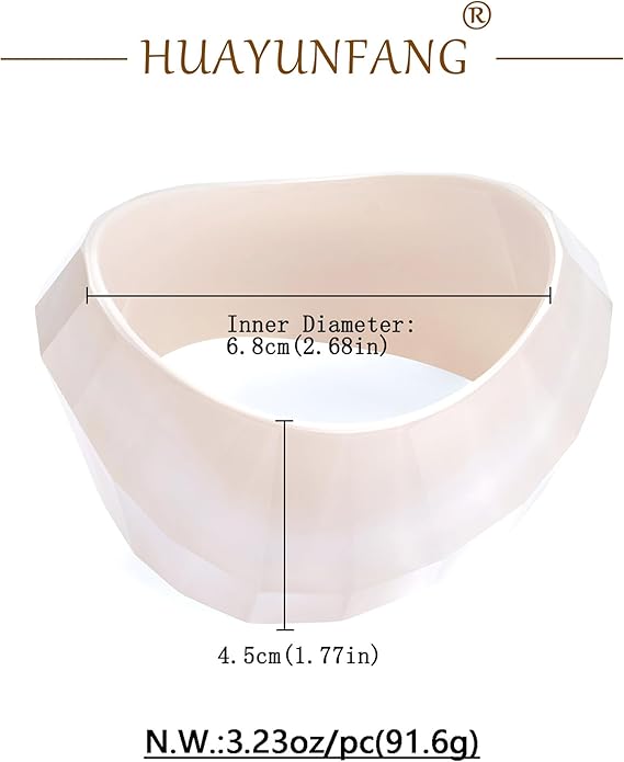Trendy Acrylic Resin Bangle Bracelet for Women Chunky Transparent Acetate Mottled Plate Bangle Bracelet Statement Jewelry