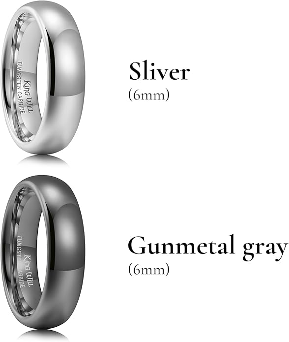King Will Tungsten Carbide Wedding Band for Men Women Promise Rings for Couples Domed High Polish