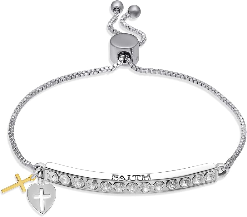 INSPIRED VOICES Sterling Silver Plated Charm Bracelets for Women - Easy Adjustable Bracelets