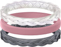 Egnaro Women's Wedding Bands, Silicone Thin and Stackable Rubber Engagement Ring, Variety Multipack With Breathable Grooves Workout Accessories