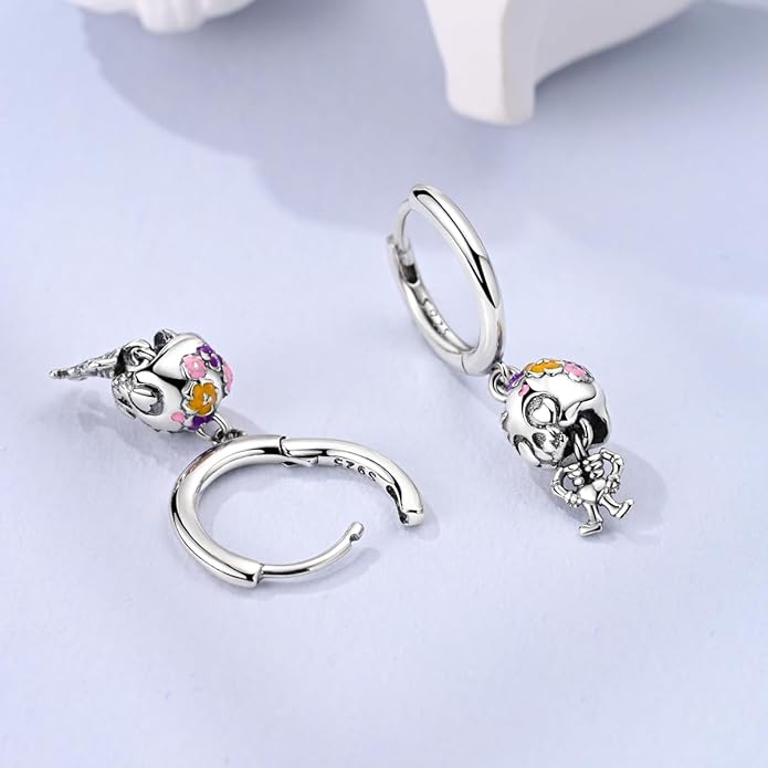 LAZA 925 Sterling Silver Hoop Earrings for Women, Hypoallergenic Huggie Butterfly Dangle Drop Earrings Colorful Flower Earrings Jewelry Gifts