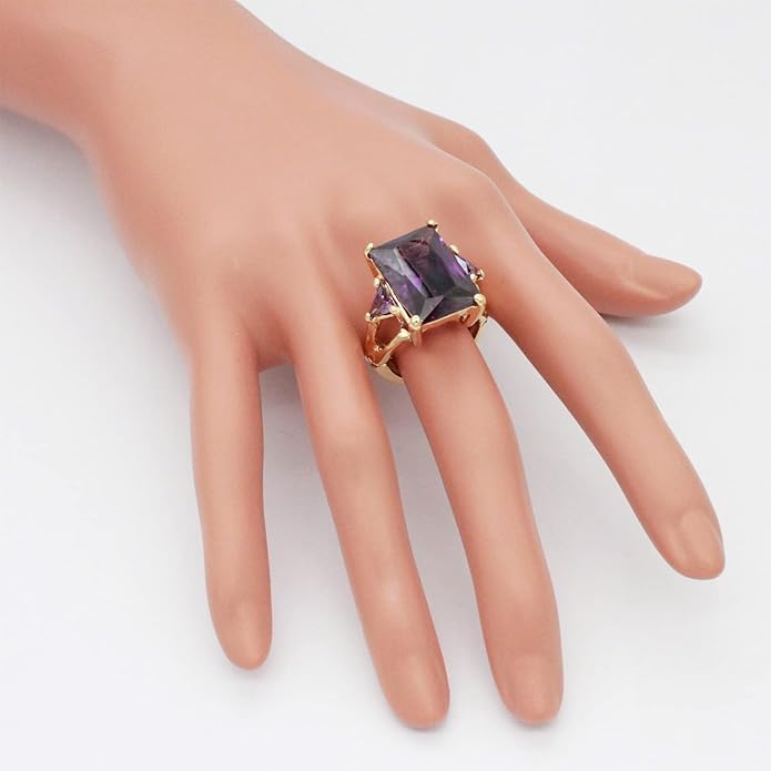 Lavencious Big Bold Radiant CZ Stones Stretch Rings for Women Size for 7-9