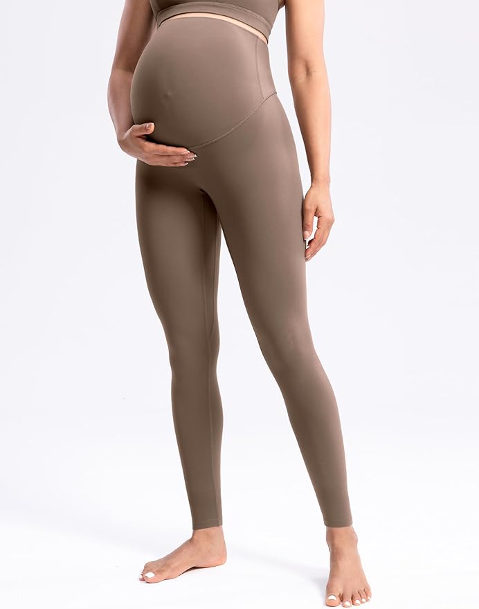 POSHDIVAH Women's Creamluxe Maternity Leggings 25"/28" Over The Belly Pregnancy Yoga Pants Active Workout Leggings