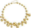 Chunky Gold Beads Necklaces for Women,Vintage Exaggeration Necklace Statement Punk Big Thick Beaded Necklace Fashion Classic Jewelry