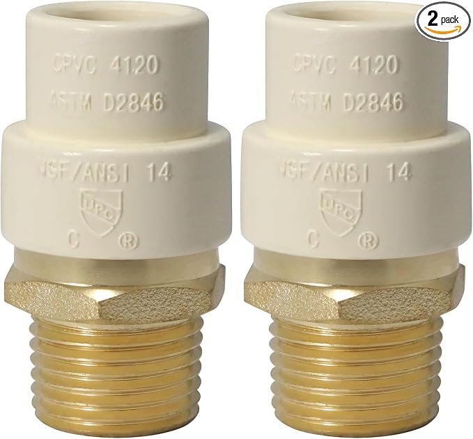 XFITTING Male to CPVC Adapter, 1/2" NPT x 1/2" CPVC, 2 Pack by XFITTING
