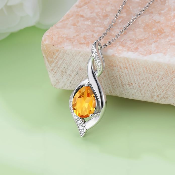 Birthstone Necklace for Women 925 Sterling Silver Infinity Love Jewelry Valentines Day Birthday Gifts for Her Mom Wife Girlfriend